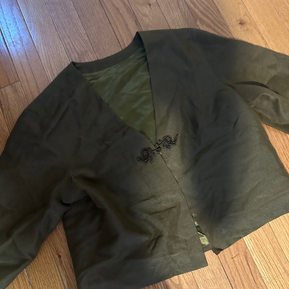 Olive Green Women's jacket with frog closure